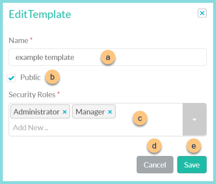 A screenshot of the edit template modal as described on this page.